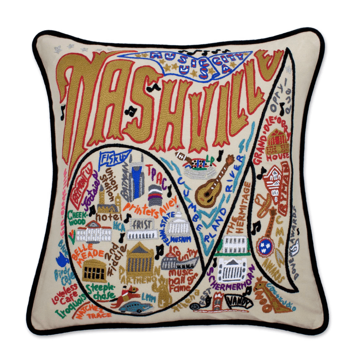 Nashville Hand - Embroidered Pillow - Veranda Cafe & Mercantile