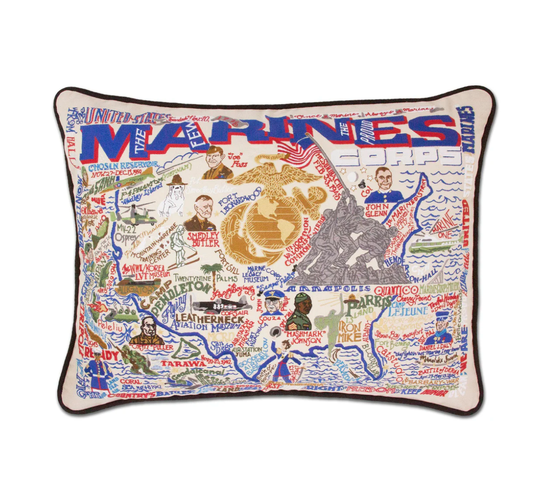 Navy Embroidered Pillow - Veranda Cafe & Mercantile
