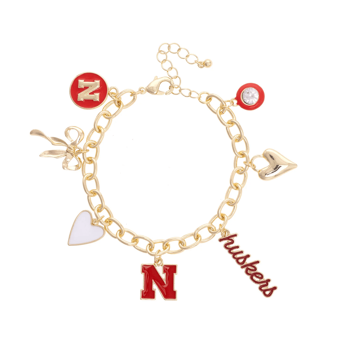 Nebraska Huskers Enamel Icons Charm Bracelet - Veranda Cafe & Mercantile