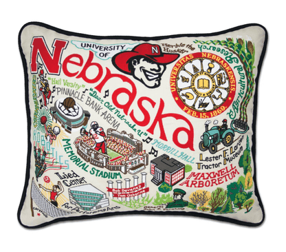 Nebraska, University of Embroidered Pillow - Veranda Cafe & Mercantile