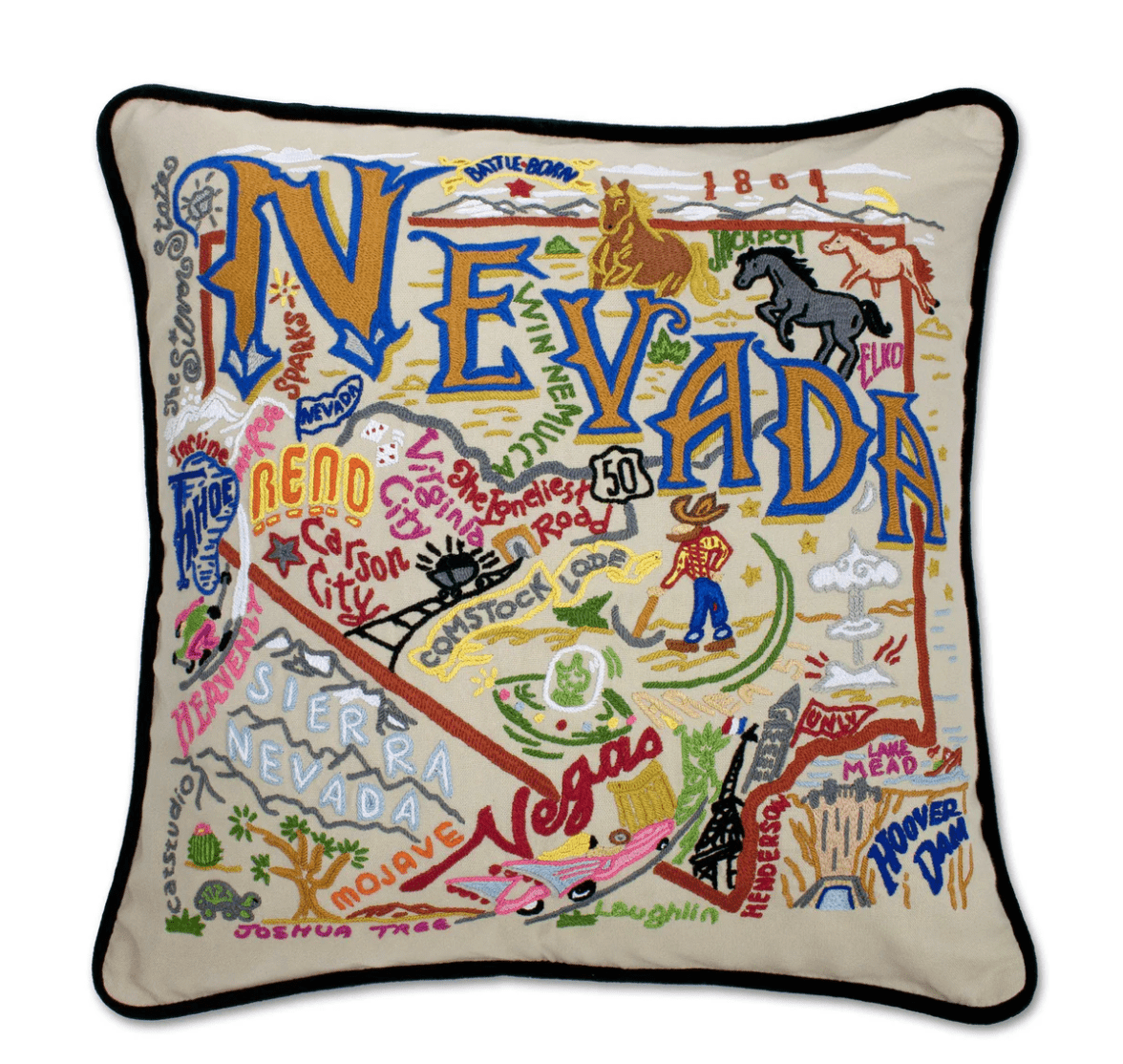 Nevada Hand - Embroidered Pillow - Veranda Cafe & Mercantile