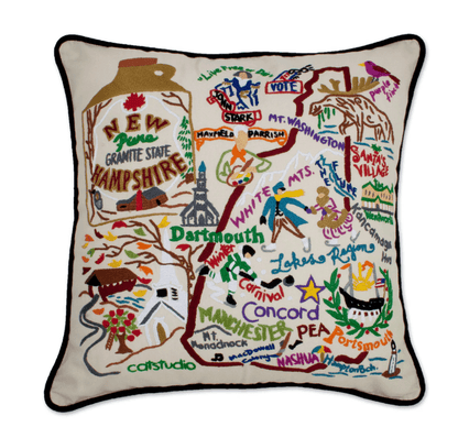 New Hampshire Hand - Embroidered Pillow - Veranda Cafe & Mercantile