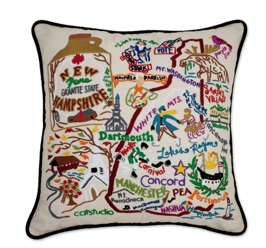 New Hampshire Hand - Embroidered Pillow - Veranda Cafe & Mercantile