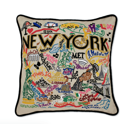 New York City Hand - Embroidered Pillow - Veranda Cafe & Mercantile