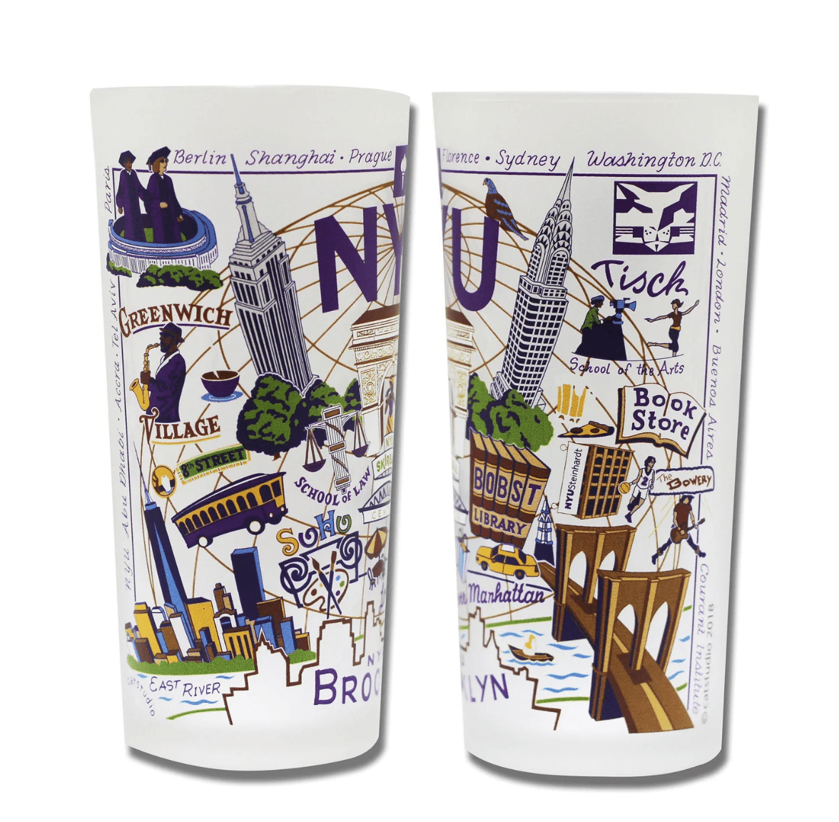 New York University (NYU) Drinking Glass Set - Veranda Cafe & Mercantile