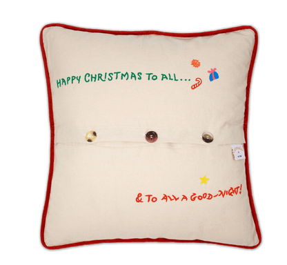 Night Before Christmas Hand - Embroidered Pillow - Veranda Cafe & Mercantile