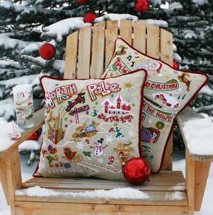 Night Before Christmas Hand - Embroidered Pillow - Veranda Cafe & Mercantile