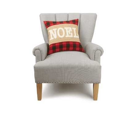 Noel Burlap Applique Pillow - Veranda Cafe & Mercantile