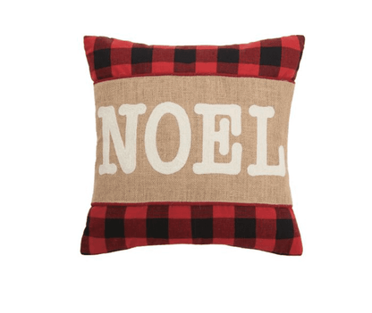 Noel Burlap Applique Pillow - Veranda Cafe & Mercantile