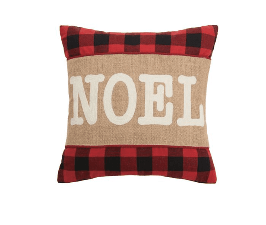 Noel Burlap Applique Pillow - Veranda Cafe & Mercantile