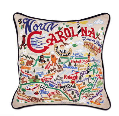 North Carolina Hand - Embroidered Pillow - Veranda Cafe & Mercantile