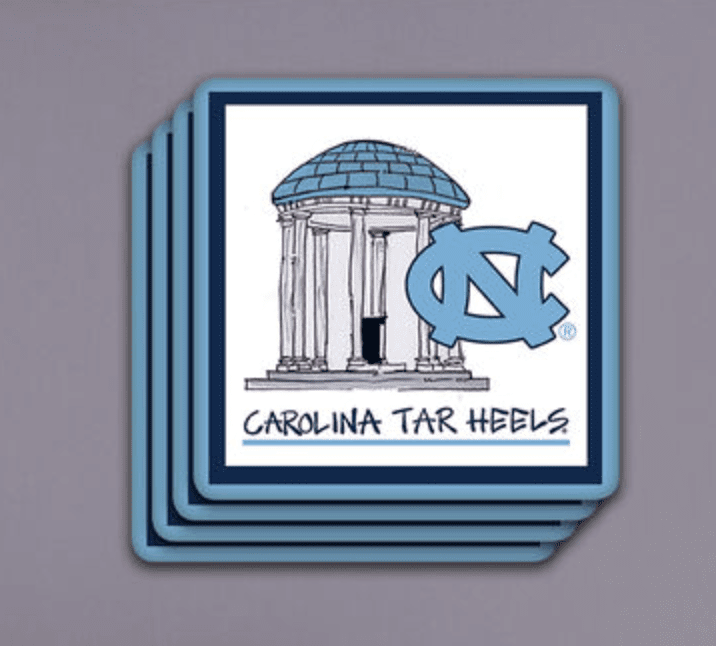 North Carolina, University of 4pc Coaster Set - Veranda Cafe & Mercantile