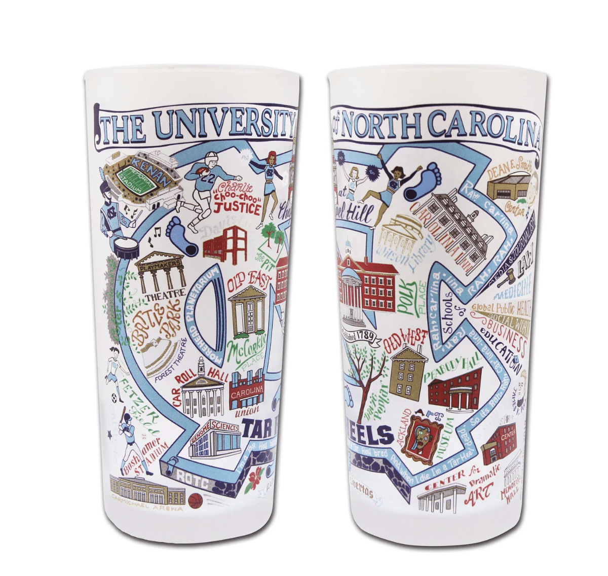 North Carolina, University of Drinking Glass Set - Veranda Cafe & Mercantile