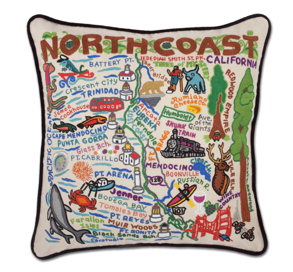North Coast Hand - Embroidered Pillow - Veranda Cafe & Mercantile
