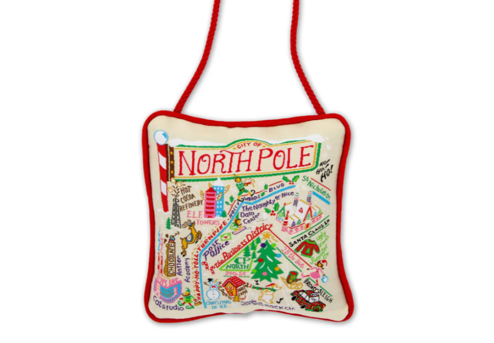 North Pole City Mini Pillow Ornament - Veranda Cafe & Mercantile