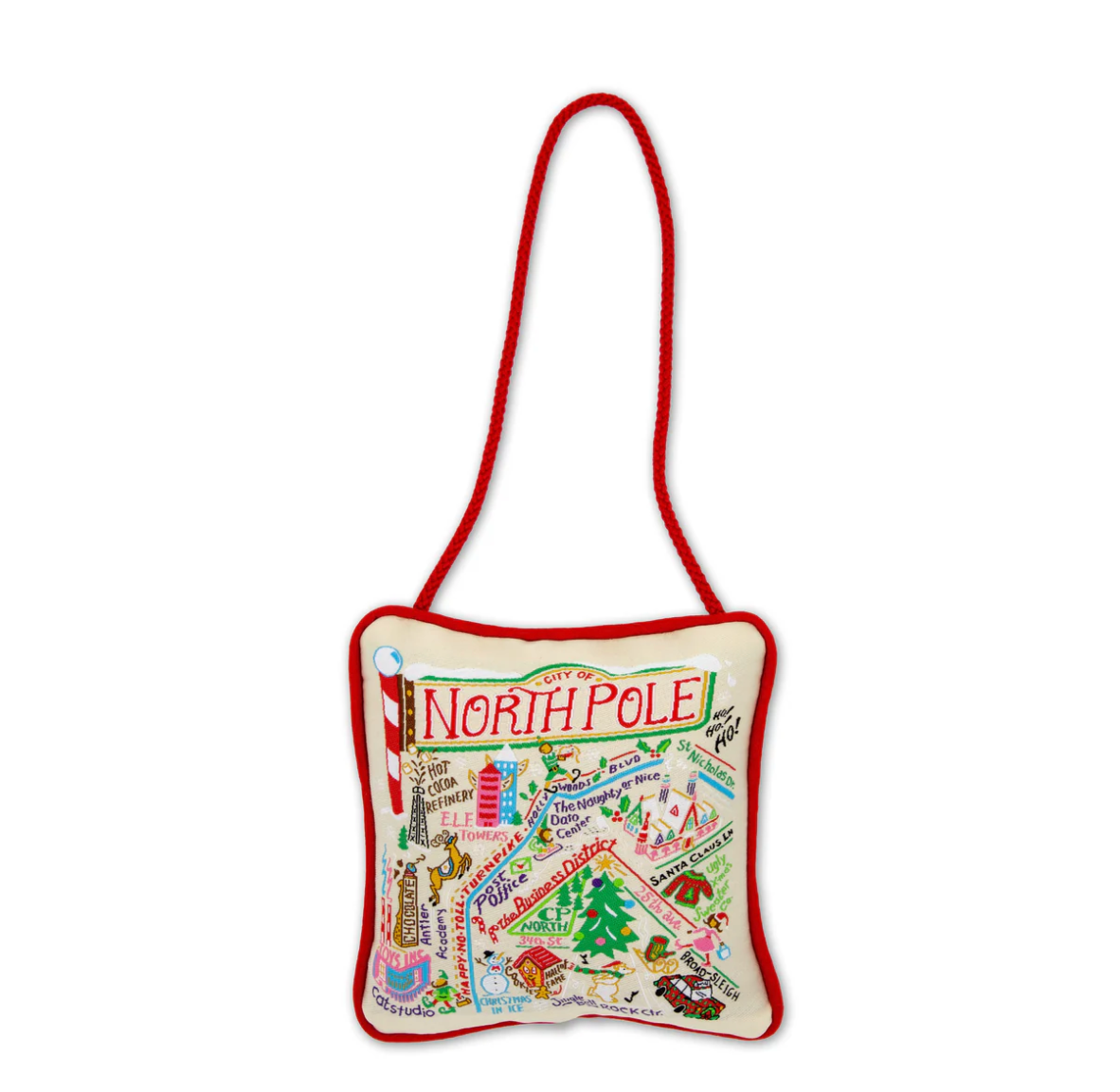 North Pole City Mini Pillow Ornament - Veranda Cafe & Mercantile