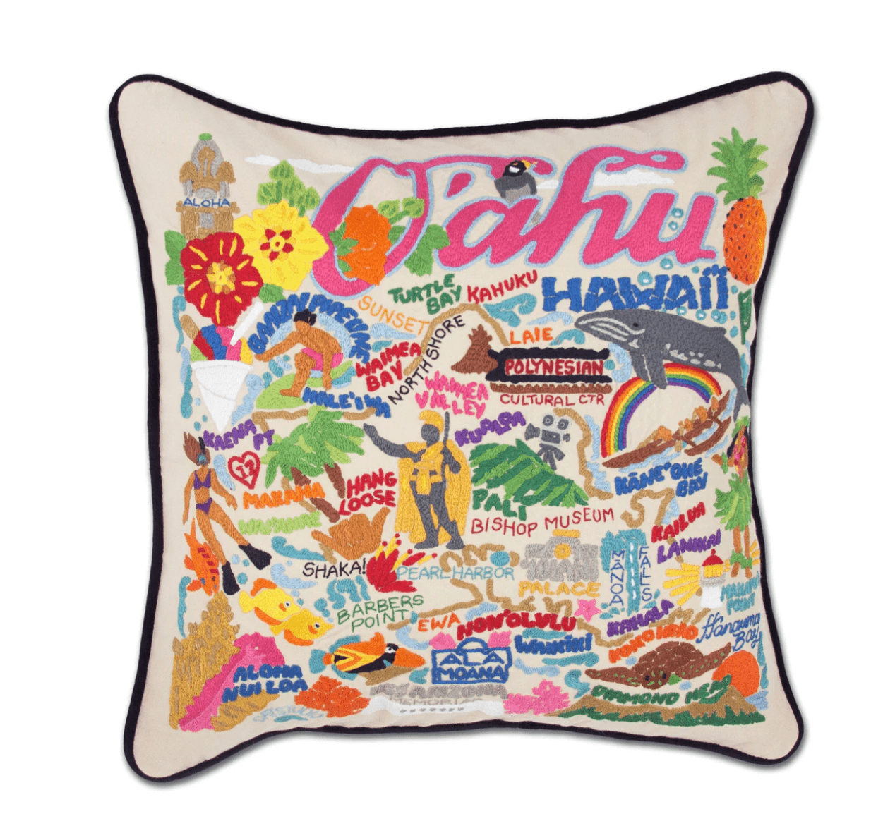 Oahu Hand - Embroidered Pillow - Veranda Cafe & Mercantile