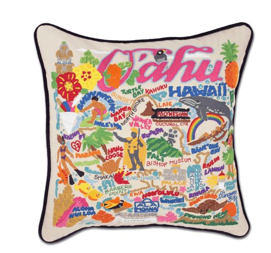 Oahu Hand - Embroidered Pillow - Veranda Cafe & Mercantile