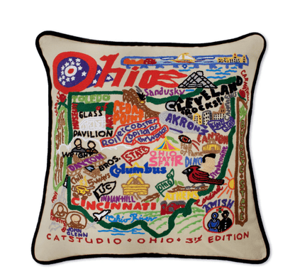 Ohio Hand - Embroidered Pillow - Veranda Cafe & Mercantile
