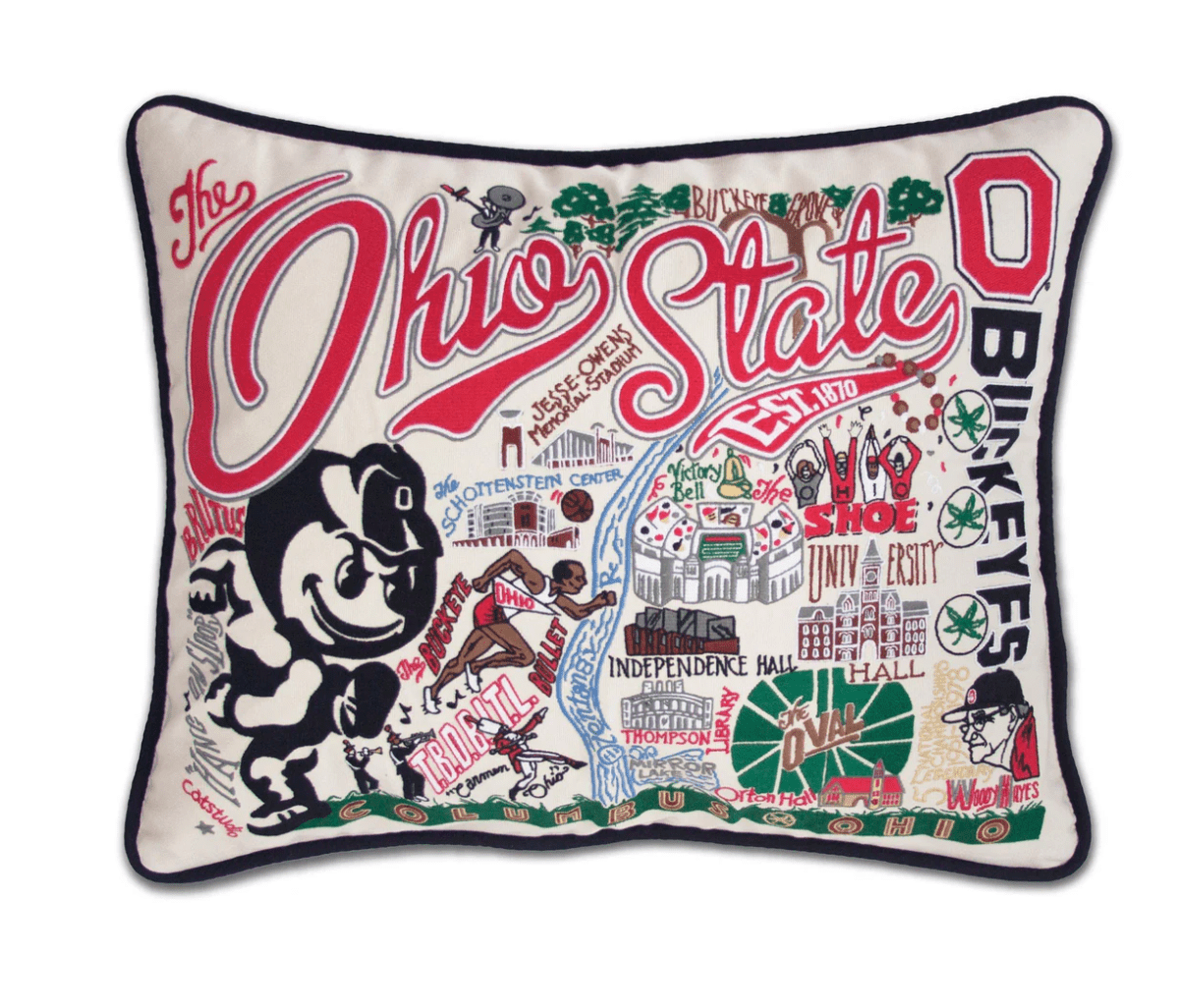 Ohio State University Embroidered Pillow - Veranda Cafe & Mercantile