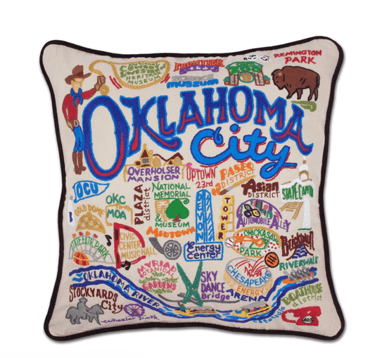 Oklahoma City Hand - Embroidered Pillow - Veranda Cafe & Mercantile