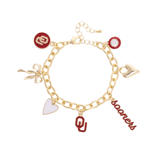 Oklahoma Sooners Enamel Icons Charm Bracelet - Veranda Cafe & Mercantile