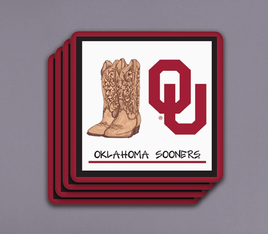 Oklahoma, University of 4pc Coaster Set - Veranda Cafe & Mercantile