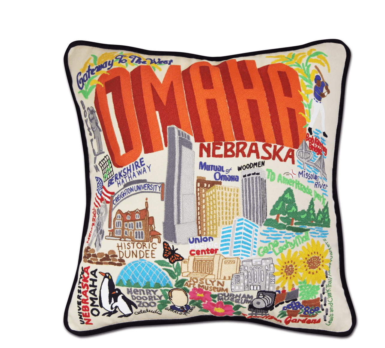 Omaha Hand - Embroidered Pillow - Veranda Cafe & Mercantile