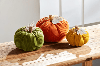 Orange Corduroy Pumpkin Sitter - Veranda Cafe & Mercantile