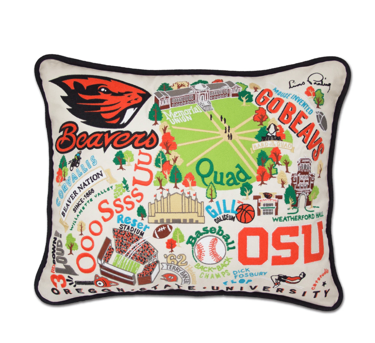 Oregon State University Embroidered Pillow - Veranda Cafe & Mercantile