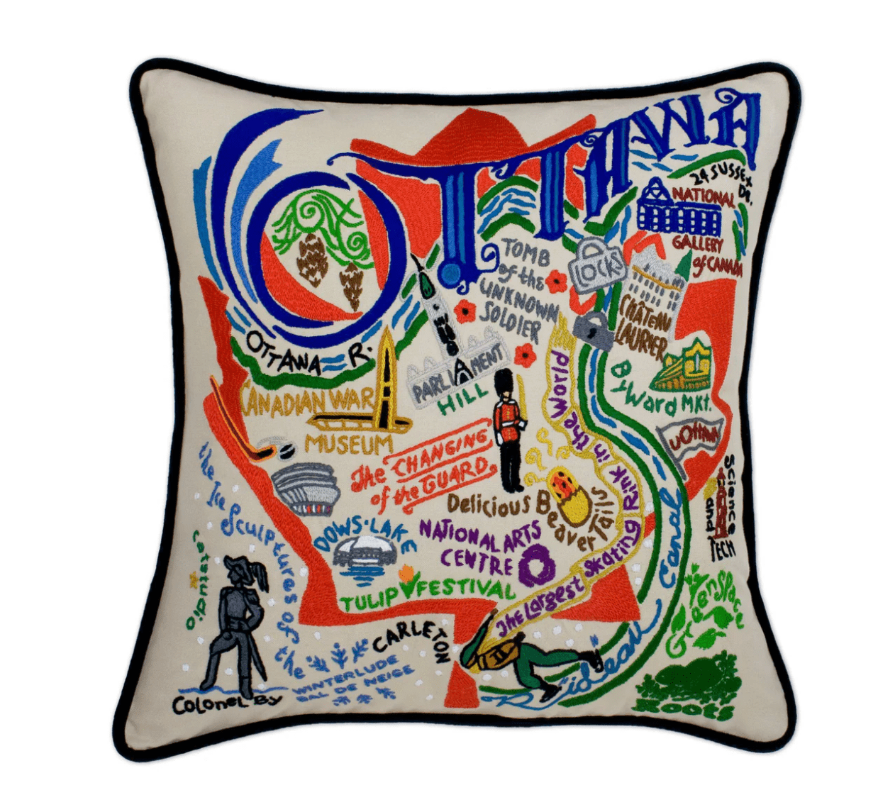 Ottawa Hand - Embroidered Pillow - Veranda Cafe & Mercantile