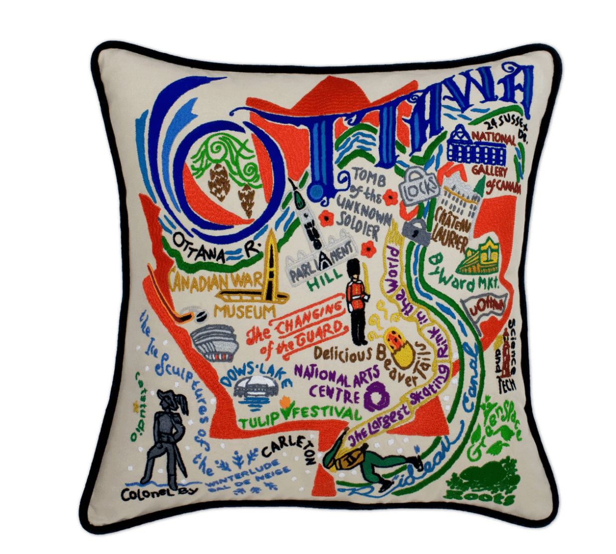 Ottawa Hand - Embroidered Pillow - Veranda Cafe & Mercantile