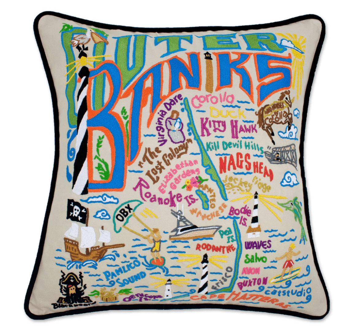 Outer Banks Hand - Embroidered Pillow - Veranda Cafe & Mercantile