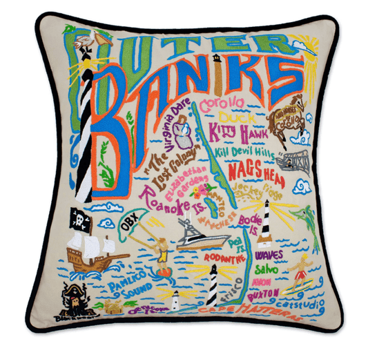 Outer Banks Hand - Embroidered Pillow - Veranda Cafe & Mercantile