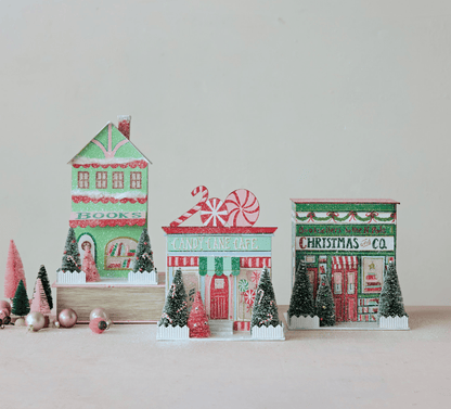 Paper Christmas Village Store with LED Light — 3 Styles (Batteries Included) - Veranda Cafe & Mercantile