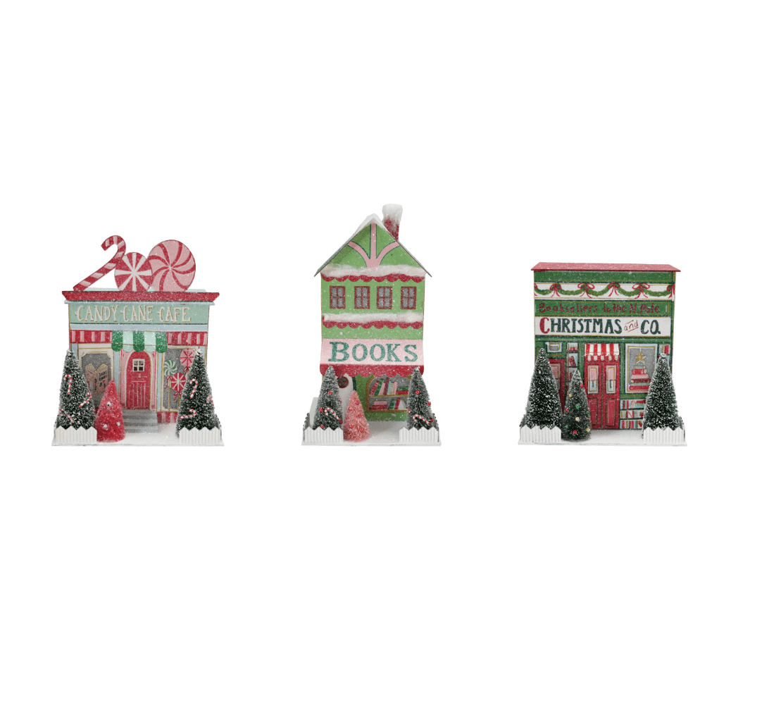 Paper Christmas Village Store with LED Light — 3 Styles (Batteries Included) - Veranda Cafe & Mercantile