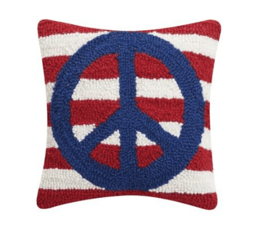 Patriotic Stripe Peace Sign Hook Pillow - Veranda Cafe & Mercantile