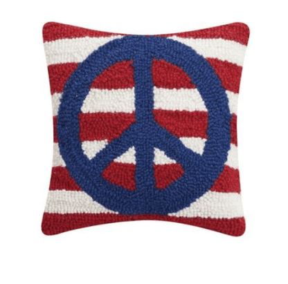 Patriotic Stripe Peace Sign Hook Pillow - Veranda Cafe & Mercantile