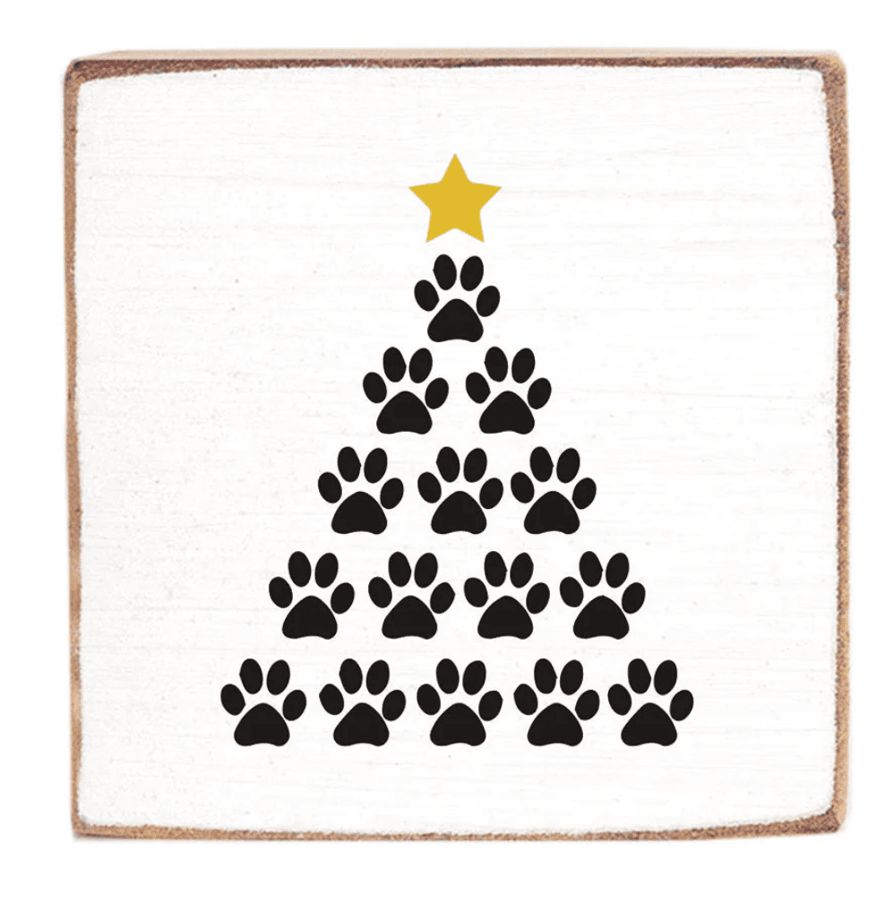 Paw Print Tree Decorative Wooden Block - Veranda Cafe & Mercantile