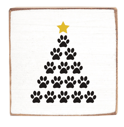 Paw Print Tree Decorative Wooden Block - Veranda Cafe & Mercantile