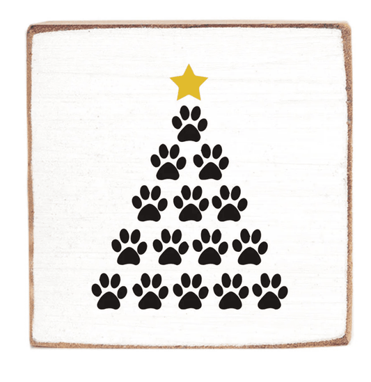 Paw Print Tree Decorative Wooden Block - Veranda Cafe & Mercantile