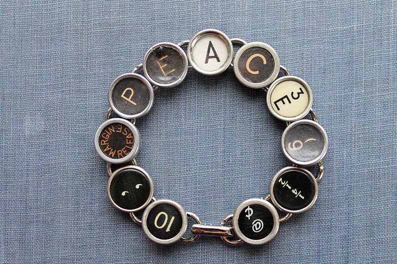 Peace Typewriter Key Bracelet - Veranda Cafe & Mercantile