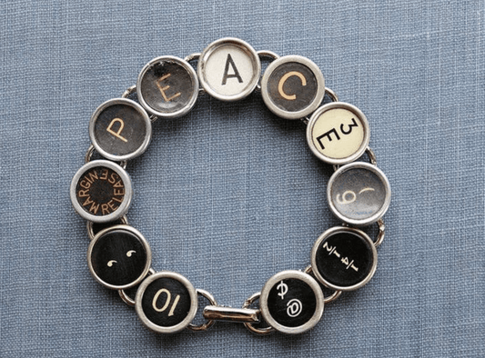 Peace Typewriter Key Bracelet - Veranda Cafe & Mercantile