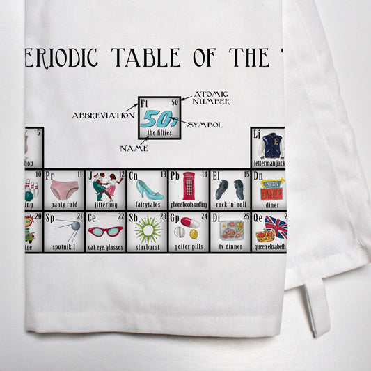 Periodic Table of the 1950's Dish Towel - Veranda Cafe & Mercantile