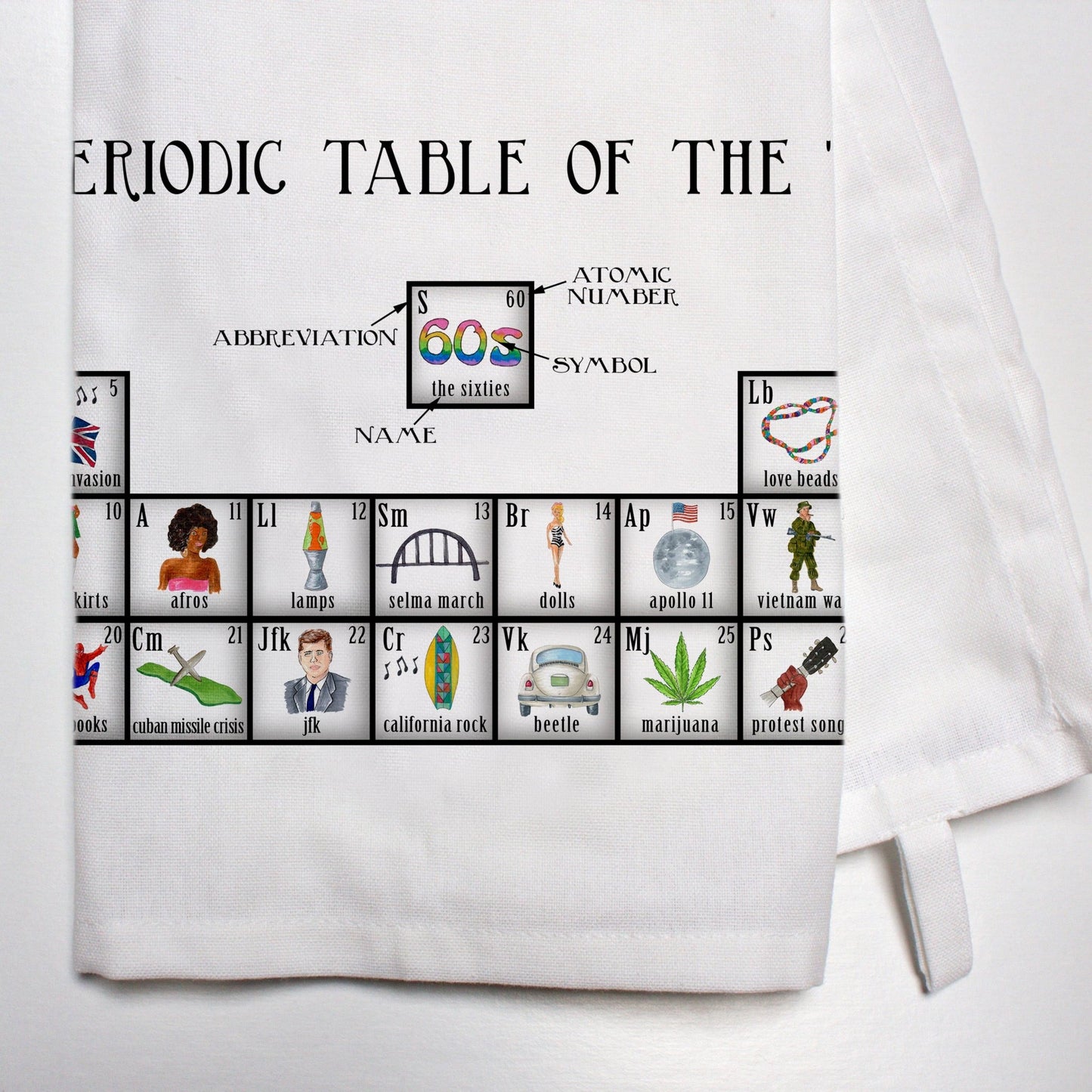 Periodic Table of the 1960's Dish Towel - Veranda Cafe & Mercantile
