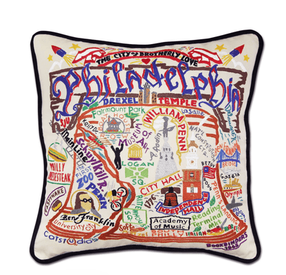 Philadelphia Hand - Embroidered Pillow - Veranda Cafe & Mercantile
