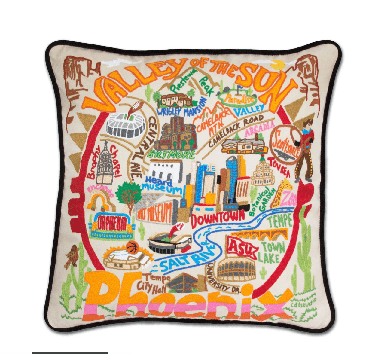 Phoenix Hand - Embroidered Pillow - Veranda Cafe & Mercantile