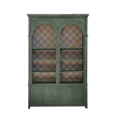 Pine Wood Cabinet w/ Check Pattern Inside - Veranda Cafe & Mercantile