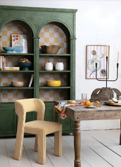 Pine Wood Cabinet w/ Check Pattern Inside - Veranda Cafe & Mercantile