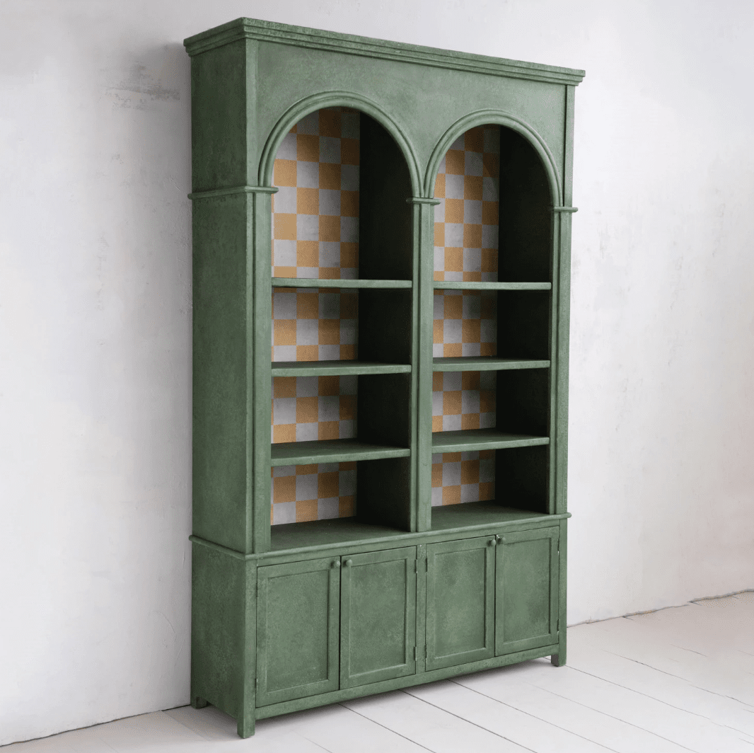 Pine Wood Cabinet w/ Check Pattern Inside - Veranda Cafe & Mercantile